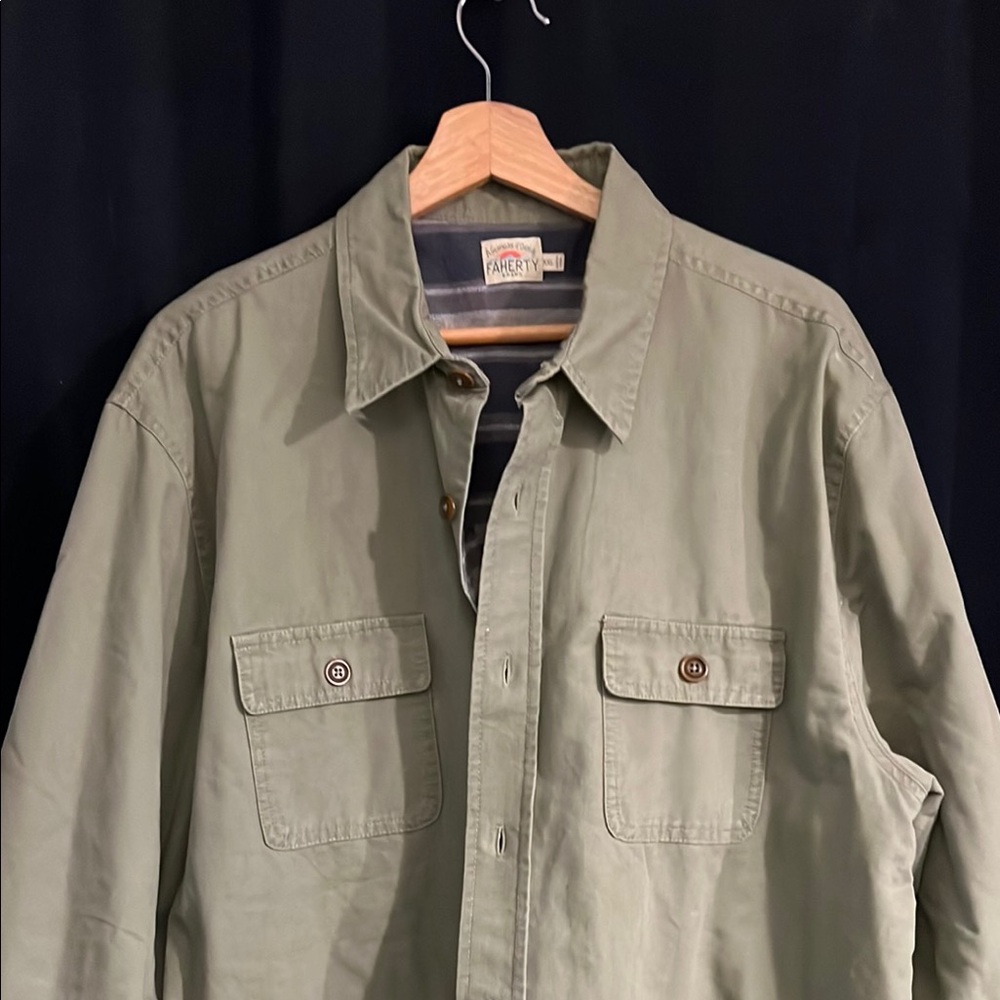 Men's Faherty Army Green Shirt Jacket